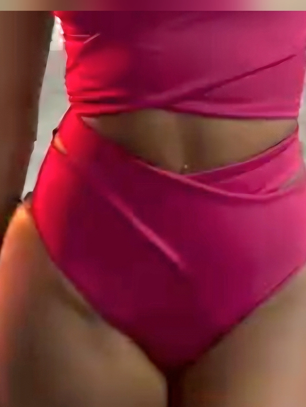 NWT Keva J Hot Pink High-Waist Bikini Bottoms Cut Out Wrap Detail Medium